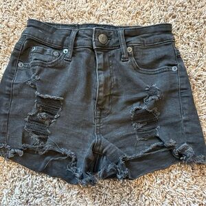 Aeropostale Charcoal Distressed Jean Shorts